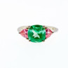 925 Sterling Silver Aquamarine & Pink Spinel Ring Size 11.75