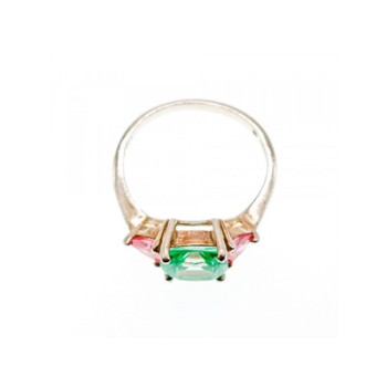 925 Sterling Silver Aquamarine & Pink Spinel Ring Size 11.75