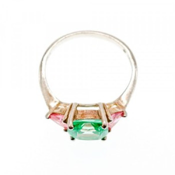 925 Sterling Silver Aquamarine & Pink Spinel Ring Size 11.75