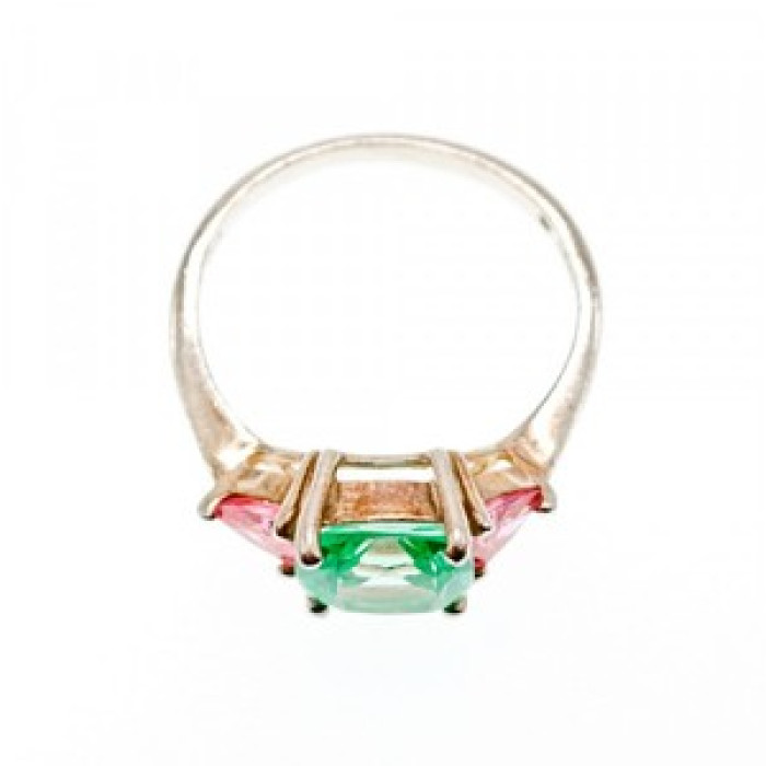 925 Sterling Silver Aquamarine & Pink Spinel Ring Size 11.75