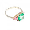 925 Sterling Silver Aquamarine & Pink Spinel Ring Size 11.75
