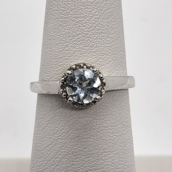 925 Sterling Silver Aquamarine Ring Size 6.5