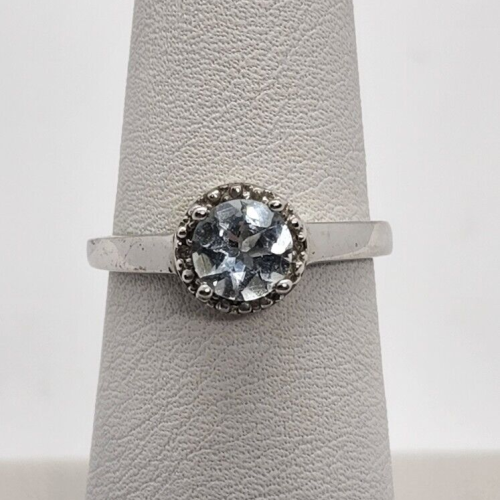 925 Sterling Silver Aquamarine Ring Size 6.5