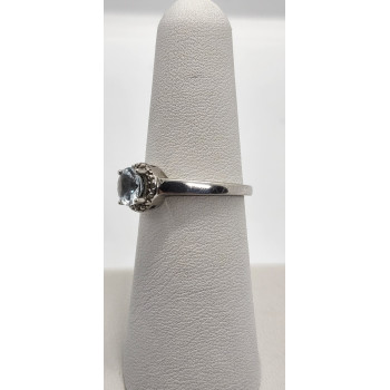 925 Sterling Silver Aquamarine Ring Size 6.5