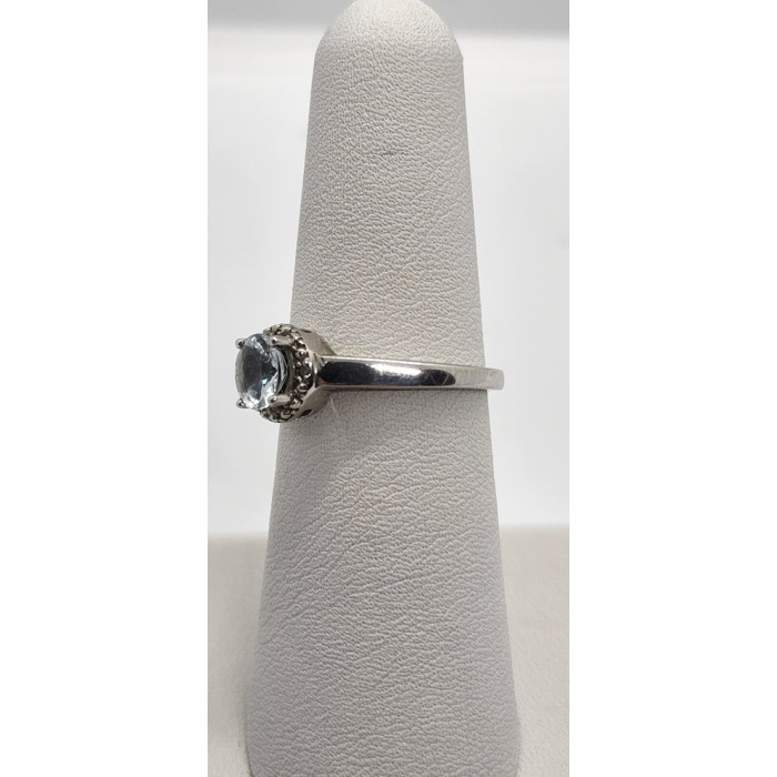 925 Sterling Silver Aquamarine Ring Size 6.5