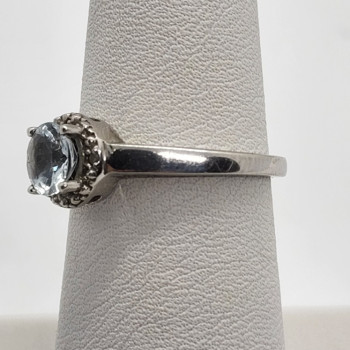 925 Sterling Silver Aquamarine Ring Size 6.5
