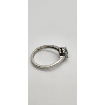 925 Sterling Silver Aquamarine Ring Size 6.5