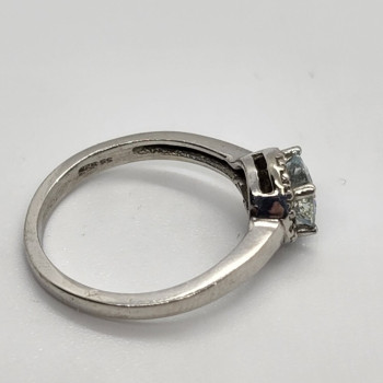 925 Sterling Silver Aquamarine Ring Size 6.5
