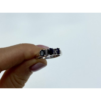 925 Sterling Silver Sapphires Ring Size 7