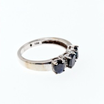 925 Sterling Silver Sapphires Ring Size 7