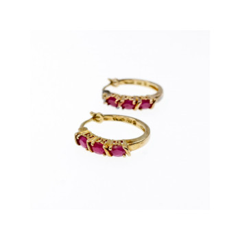 925 Sterling Silver Gold Plated Pink Spinel Earrings