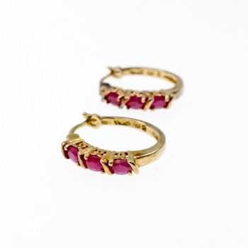 925 Sterling Silver Gold Plated Pink Spinel Earrings