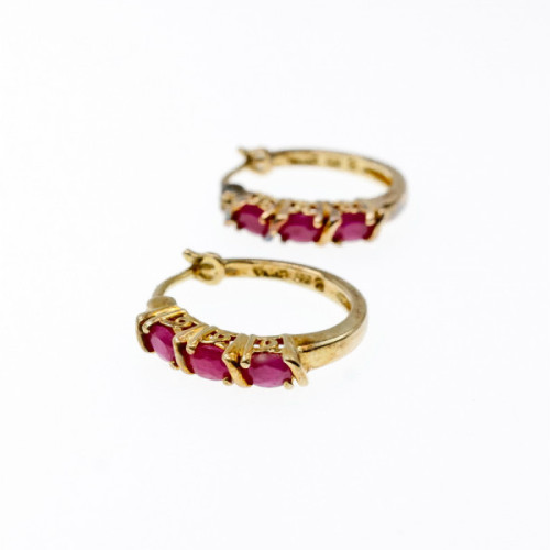 925 Sterling Silver Gold Plated Pink Spinel Earrings