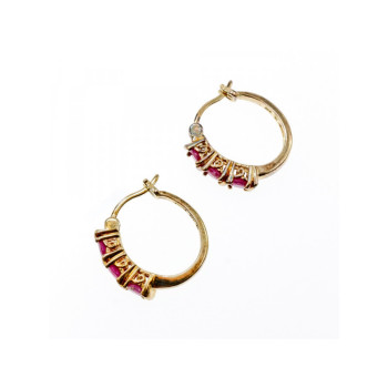 925 Sterling Silver Gold Plated Pink Spinel Earrings