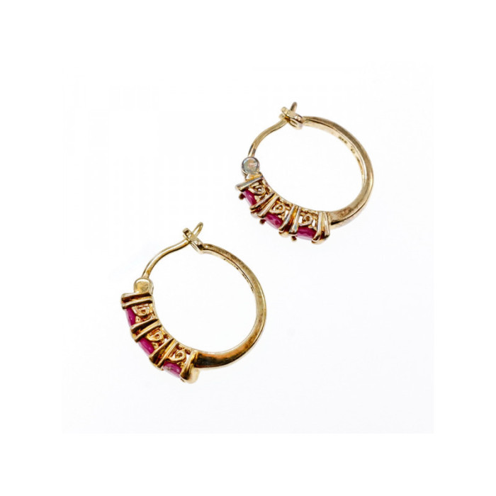 925 Sterling Silver Gold Plated Pink Spinel Earrings