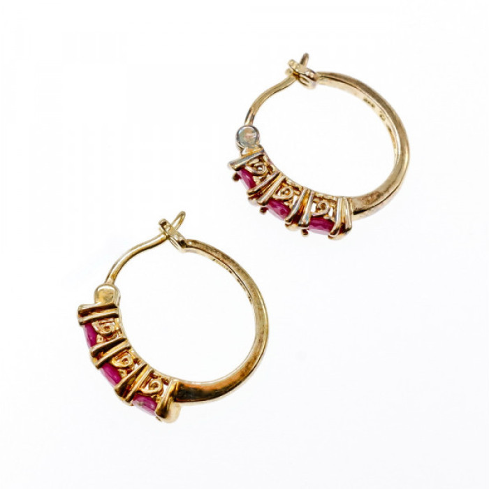 925 Sterling Silver Gold Plated Pink Spinel Earrings