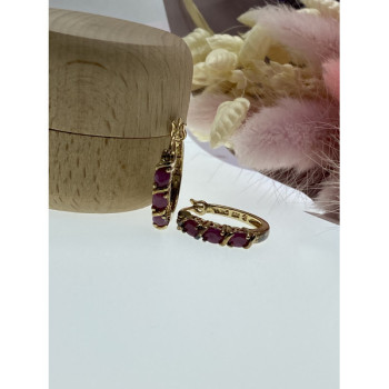 925 Sterling Silver Gold Plated Pink Spinel Earrings