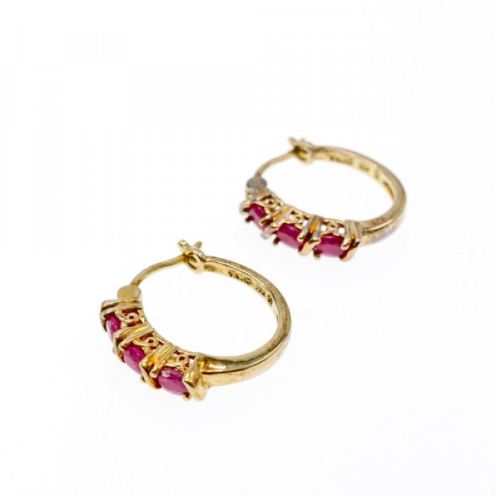 925 Sterling Silver Gold Plated Pink Spinel Earrings