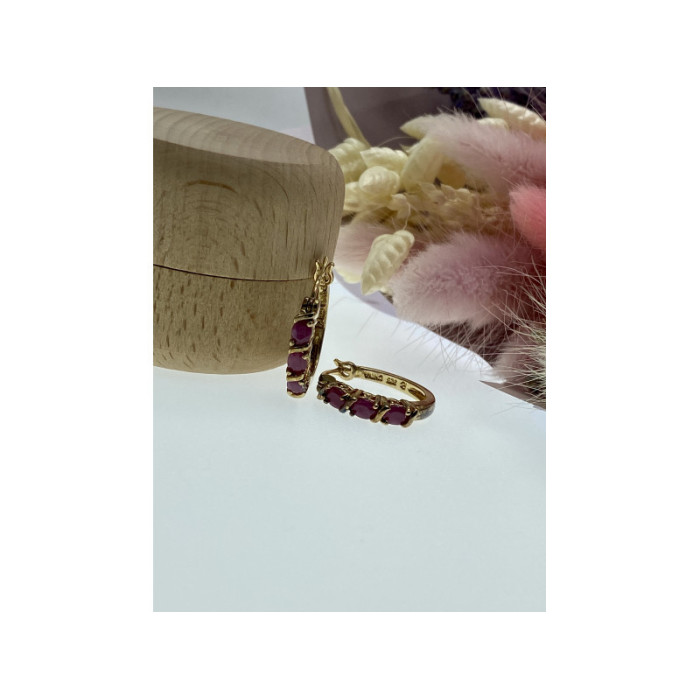 925 Sterling Silver Gold Plated Pink Spinel Earrings