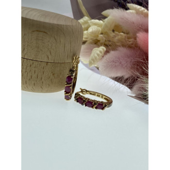 925 Sterling Silver Gold Plated Pink Spinel Earrings