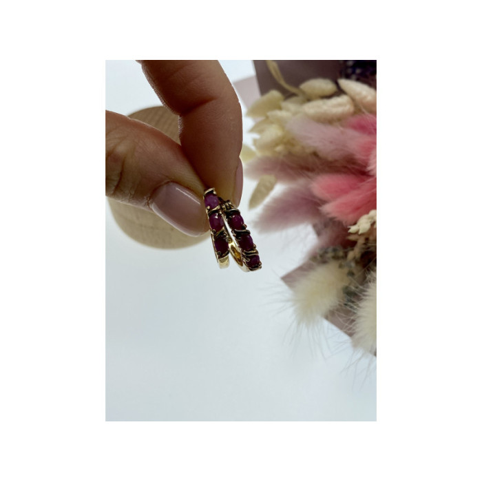 925 Sterling Silver Gold Plated Pink Spinel Earrings