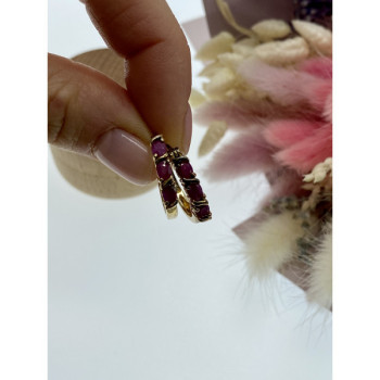 925 Sterling Silver Gold Plated Pink Spinel Earrings