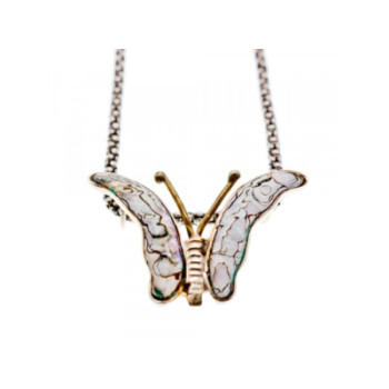 925 Sterling Silver Gold Plated Haliotis Butterfly Chain With Pendant