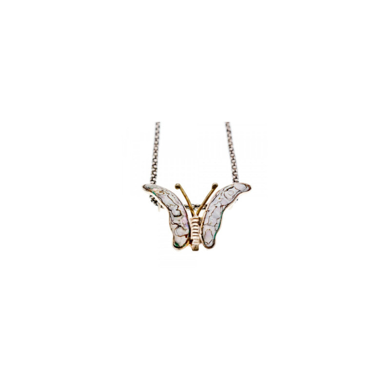 925 Sterling Silver Gold Plated Haliotis Butterfly Chain With Pendant