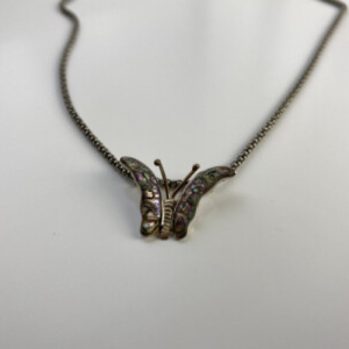 925 Sterling Silver Gold Plated Haliotis Butterfly Chain With Pendant