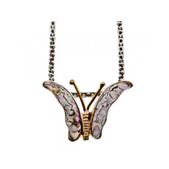 925 Sterling Silver Gold Plated Haliotis Butterfly Chain With Pendant