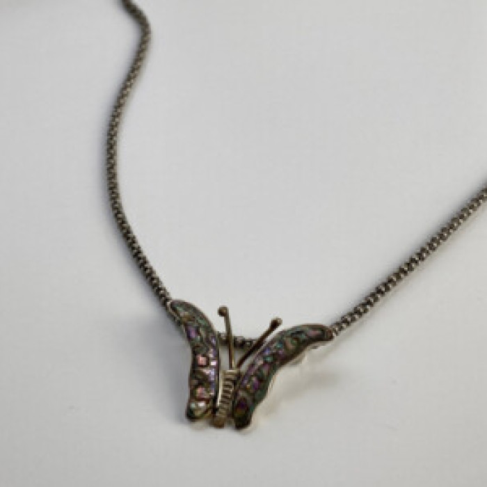 925 Sterling Silver Gold Plated Haliotis Butterfly Chain With Pendant