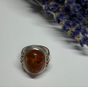 925 Sterling Silver Amber Ring Size 6