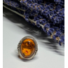925 Sterling Silver Amber Ring Size 6