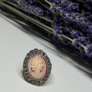 Vintage Cameo 925 Sterling Silver Ring Size 5