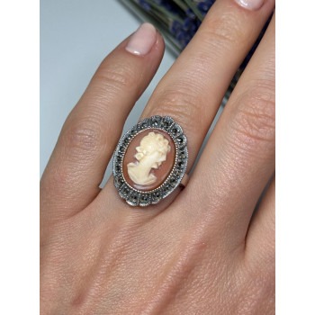 Vintage Cameo 925 Sterling Silver Ring Size 5