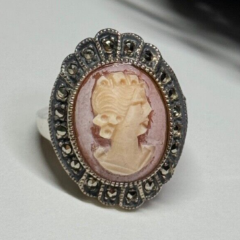 Vintage Cameo 925 Sterling Silver Ring Size 5