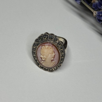 Vintage Cameo 925 Sterling Silver Ring Size 5