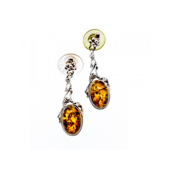 925 Sterling Silver Amber Earrings