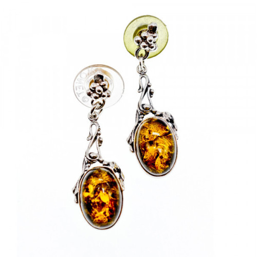 925 Sterling Silver Amber Earrings