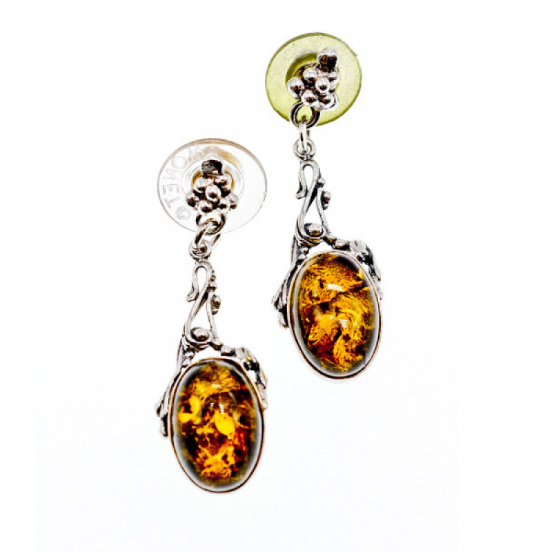 925 Sterling Silver Amber Earrings