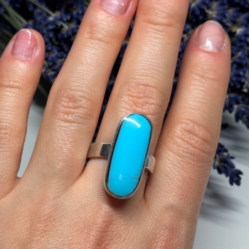 925 Sterling Silver Larimar Ring Size 8