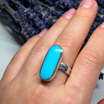 925 Sterling Silver Larimar Ring Size 8