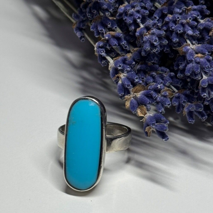925 Sterling Silver Larimar Ring Size 8