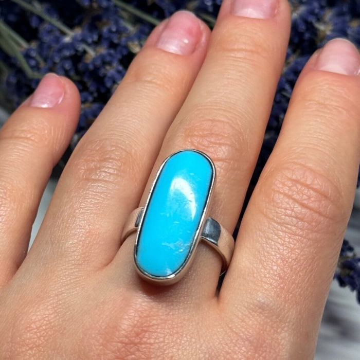 925 Sterling Silver Larimar Ring Size 8