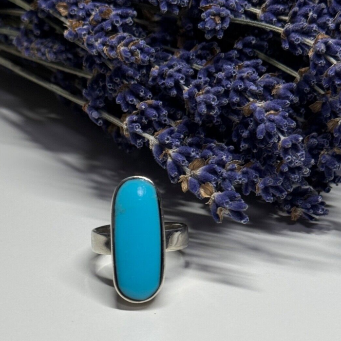 925 Sterling Silver Larimar Ring Size 8