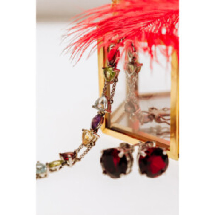 925 Sterling Silver Garnet Earrings