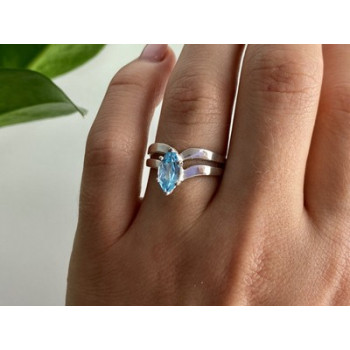 925 Sterling Silver Paraiba Tourmaline Ring Size 8