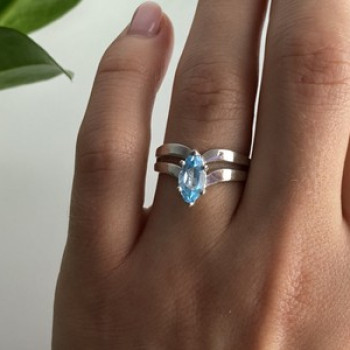 925 Sterling Silver Paraiba Tourmaline Ring Size 8