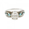 925 Sterling Silver White Beryl & Topaz Ring Size 11.75