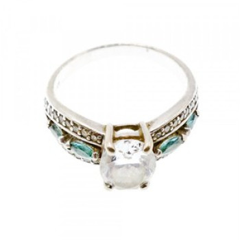 925 Sterling Silver White Beryl & Topaz Ring Size 11.75